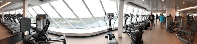 A deliberate focus on facing the sea includes the Gym's equipment. 