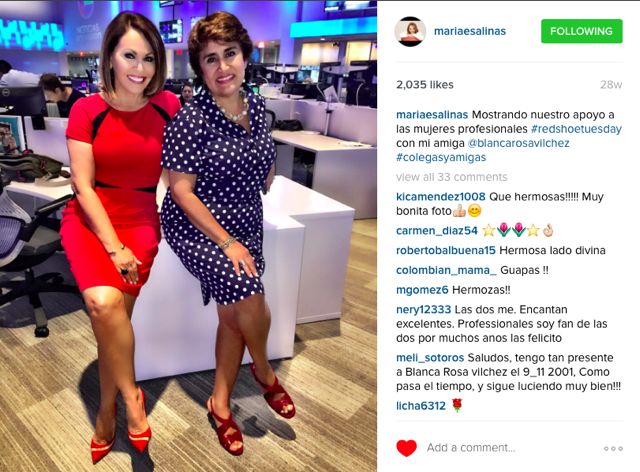 Renowned journalists Maria Elena Salinas and Blanca Rosa Vilchez support #RedShoeTuesday