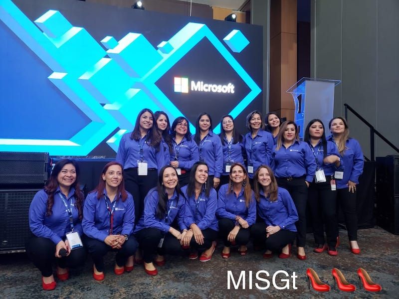 Microsoft women with red shoes