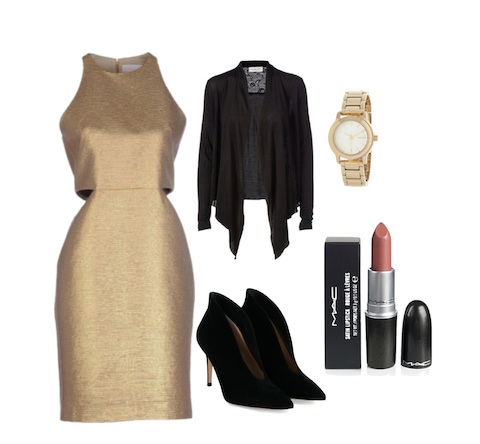 Sometimes, it is good to break the mold with your work wardrobe. Just like I did with this great looking gold dress. Photo: polyvore.com/pilitapia