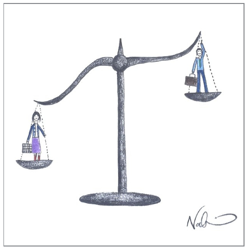 Sexism cartoon - Scale with man and woman by Natchie
